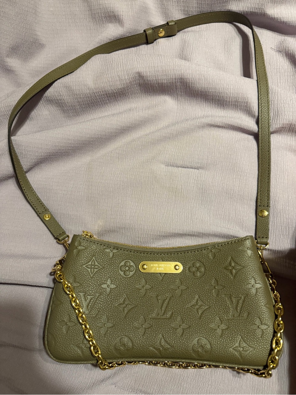 Louis Vuitton Olive Green Empreinte Multi-Pochette with Gold Hardware